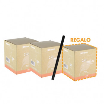 Paille droite en carton noir 14 cm Ø 8 mm : LOT DE 3 BOÎTES
