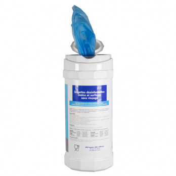 Lingettes bleues désinfectantes virucides mains et surfaces sans rinçage - Boîte de 200