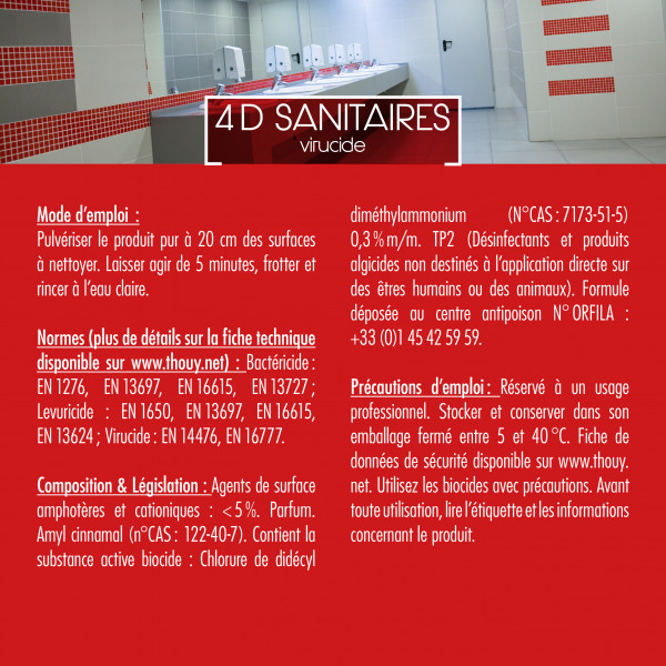 Détergent détartrant désinfectant virucide pour sanitaires 5L