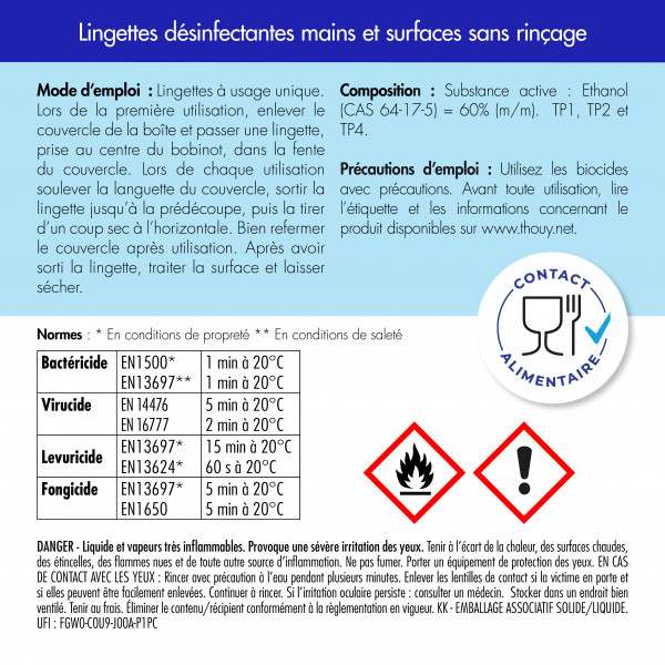 Boîte de lingettes nettoyantes et désinfectantes