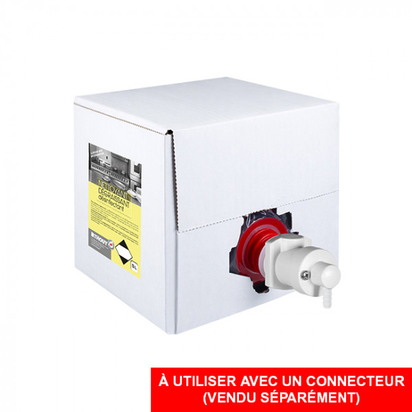 Bag in box de produits dégraissant désinfectant pour les professionnels avec connecteur