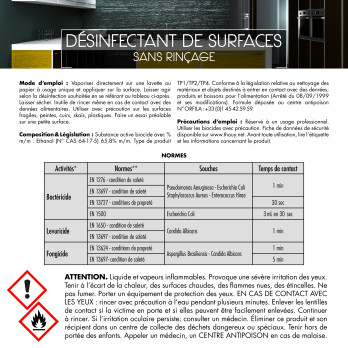 Désinfectant virucide de surfaces sans rinçage 5 L