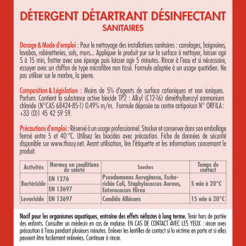 Détergent détartrant désinfectant sanitaires 5 L - PAE - LES ESSENTIELS