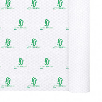 Nappe en papier gaufré blanc 1,20 x 100 m - Impression 1 couleur