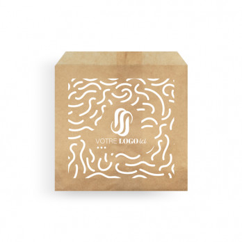 Sachet à frites personnalisé en papier kraft 12 x 12 cm - Impression jusqu'à 3 couleurs