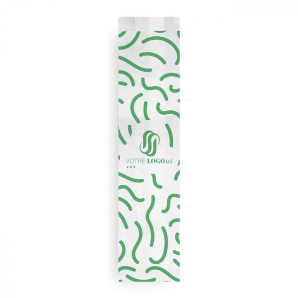 Sachet baguette x 2 personnalisé en papier 14 + 6 x 54 cm - Impression jusqu'à 3 couleurs