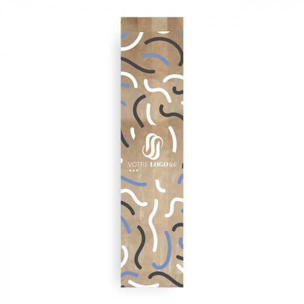 Sachet baguette x 2 personnalisé en papier 14 + 6 x 54 cm - Impression jusqu'à 3 couleurs