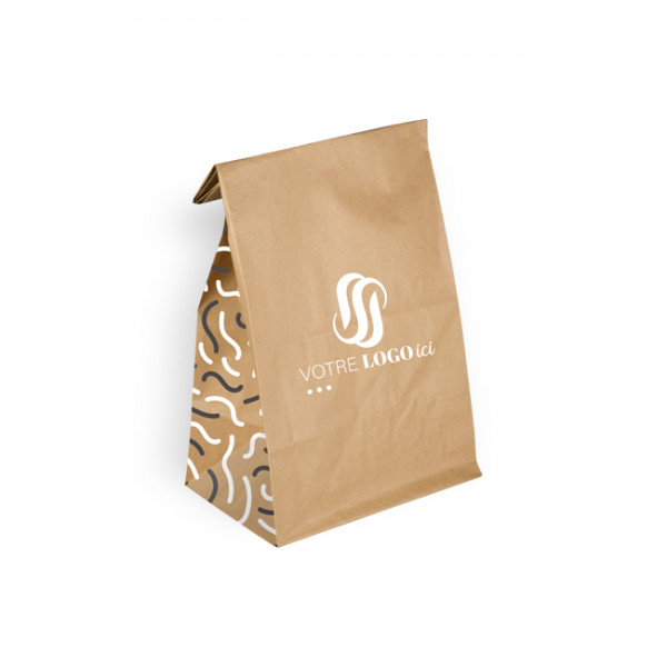 Sac SOS personnalisé en papier kraft 22 + 10 x 35 cm - Impression jusqu'à 3 couleurs
