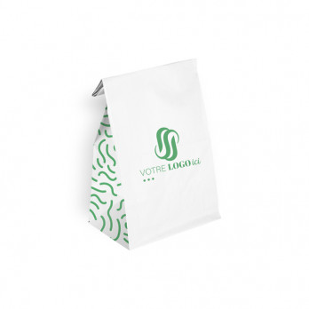 Sac SOS personnalisé en papier blanc 32 + 16 x 34,5 cm - Impression jusqu'à 3 couleurs