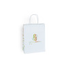 Sac cabas personnalisé en papier blanc 18 + 8 x 24 cm -Poignées torsadées - Impression 1 couleur ou quadrichromie