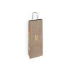 Sac à bouteille personnalisé en papier kraft 18 + 8 x 39 cm - Poignées torsadées - Impression 1 couleur ou quadrichromie
