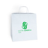 Sac cabas personnalisé en papier blanc 31 + 20 x 32 cm -Poignées torsadées - Impression 1 couleur ou quadrichromie