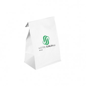 Sac SOS personnalisé en papier blanc 32 + 16 x 35 cm - Impression jusqu'à 2 couleurs