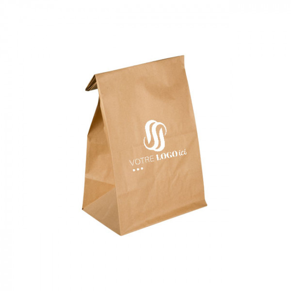 Sac SOS personnalisé en papier kraft 32 + 16 x 34,5 cm - Impression jusqu'à 3 couleurs