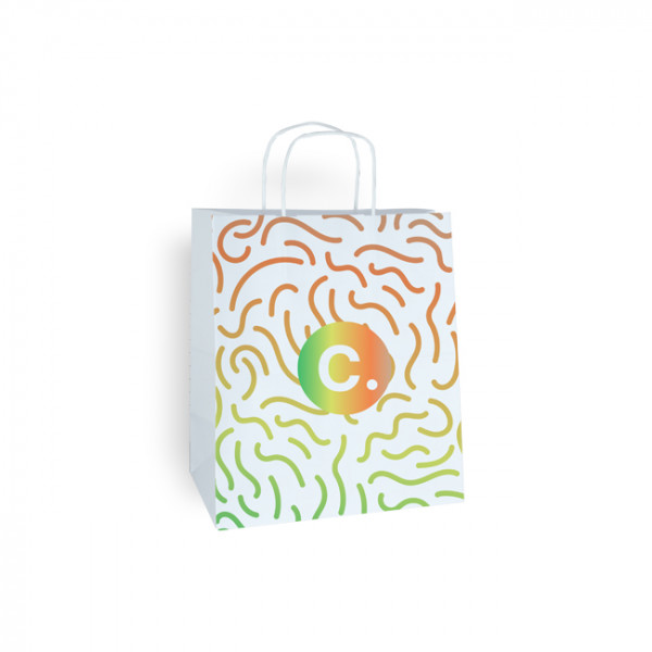 Sac en papier blanc avec logo personnalisé