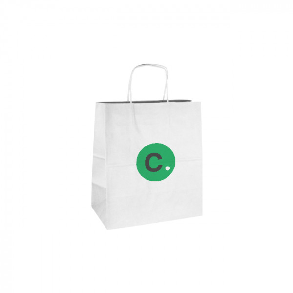Sac en papier blanc personnalisé avec poignées