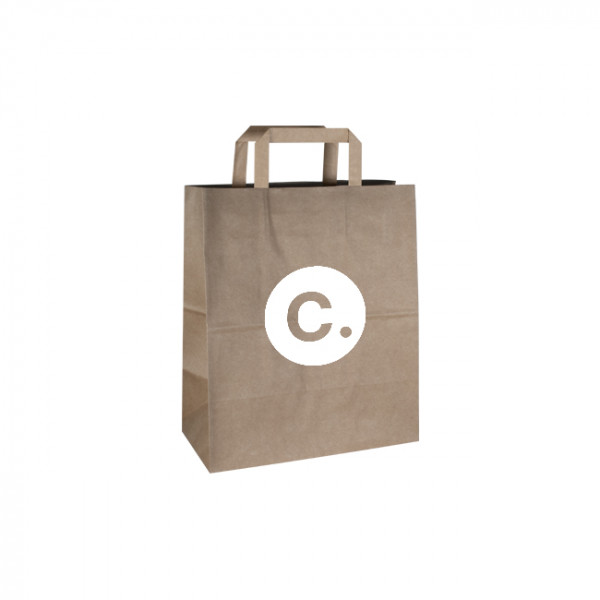 Sac en papier kraft avec poignées plates à personnaliser