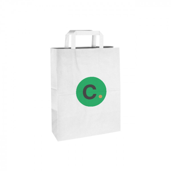 Sac en papier blanc personnalisable avec poignées plates