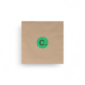 Serviette personnalisée en papier ouate kraft 30 x 30 - 1 pli - Impression 1 à 2 couleurs