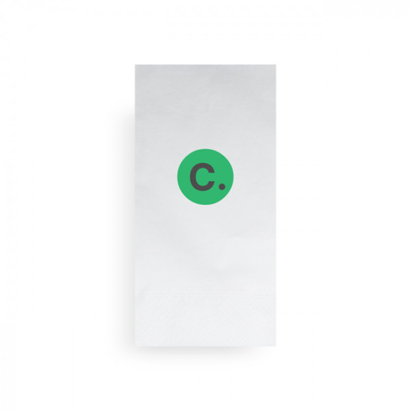 Serviette personnalisée en papier ouate blanc 40 x 40 - 2 plis - Pliage en 8 - Impression 1 à 2 couleurs