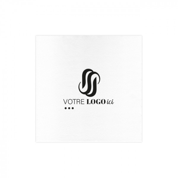 Serviette personnalisée molletonnée blanche 20x20 - 1 à 2 couleurs