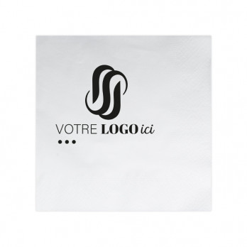 Serviette personnalisée en papier ouate blanc 24 x 24 - 2 plis - Impression 1 à 2 couleurs