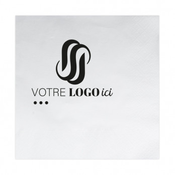 Serviette personnalisée en papier ouate blanc 30 x 30 - 2 plis - Impression 1 à 2 couleurs