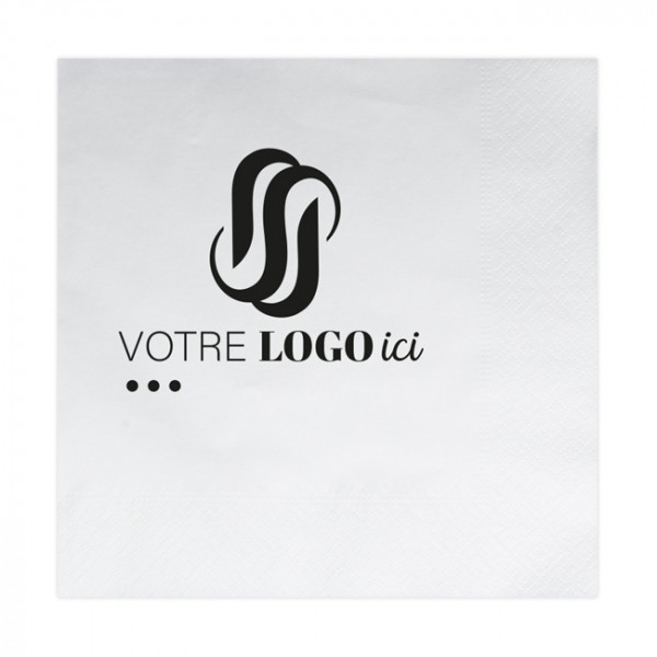 Serviette personnalisée blanche en ouate 30 x 30 - 2 plis - 1 à 2 couleurs