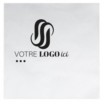 Serviette personnalisée en papier ouate blanc 40 x 40 - 2 plis - Impression 1 à 2 couleurs