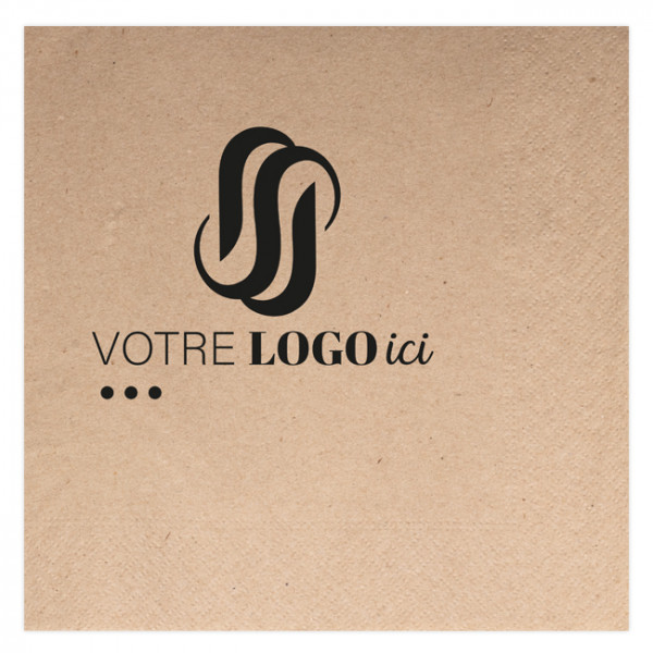 Serviette personnalisée en papier kraft 40x40 - 2 plis - Impression 1-2 couleurs