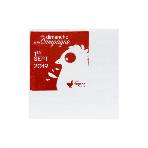 Serviette personnalisée blanche 2 plis 20x20 - 1 à 2 couleurs