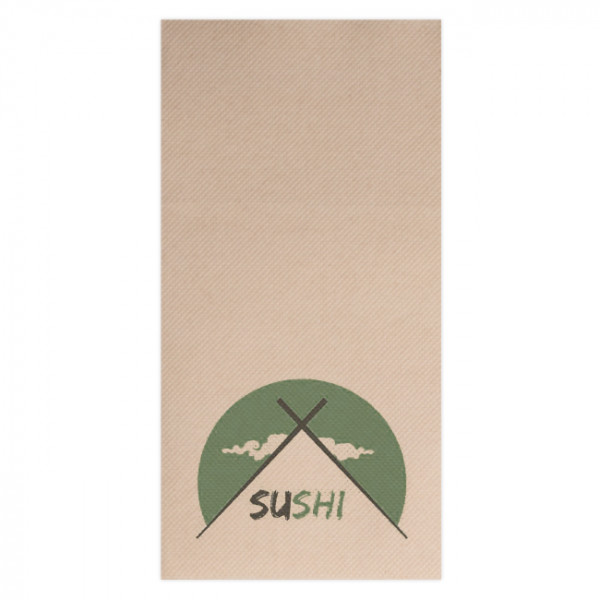 Serviette personnalisée en molleton 30x40 cm - Kraft - Sushi, Nature ou Chicken - Votre logo ici - 1 à 2 couleurs.