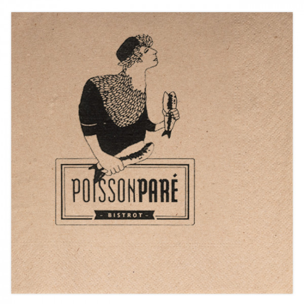 serviette personnalisée kraft 2 plis ouate 40x40 cm - poissons, logo, made in Champeyroux