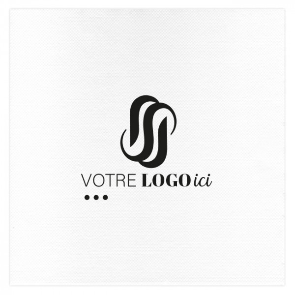 Serviette personnalisée blanche 40x40 impression 1-2 couleurs en papier molletonné ou kraft ouate 2 plis