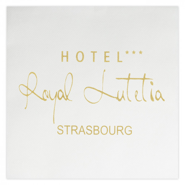 serviette personnalisée soft blanche 40x40cm hotel royal lutetia bistrot place votre logo ici 2 plis 1-2 couleurs