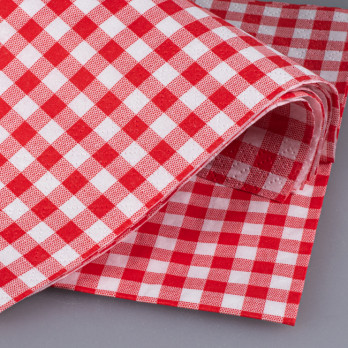 Serviette en papier ouate vichy rouge et blanc 3 plis 33 x 33