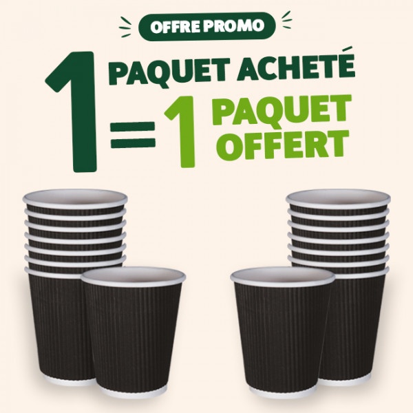 belet carton triple paroi noir 12 Oz - 1 paquet acheté = 1 paquet OFFERT